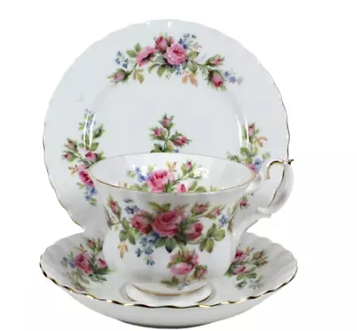 Buy Royal Albert Moss Rose  - TRIO - Tea Cup And Saucer And Tea Plate • 9.50£