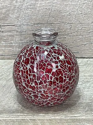 Buy Small Vase Mosaic Glass Art Pottery Vase Crackle Glaze 4  Red Glass Bottle • 11.57£