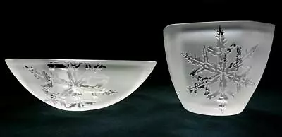 Buy Villeroy And Boch Glass Vase & Bowl Pair 'Wintertime Ice Crystal' Pattern • 44.99£