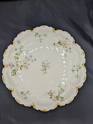 Buy Haviland France Limoges Field White Pink Floral Plate Gold Accent 9 1/2” Scallop • 19.29£
