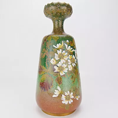 Buy Antique Carlton Ware Vase Floral Design On Green Salt Glaze W & R 30cm • 129.99£