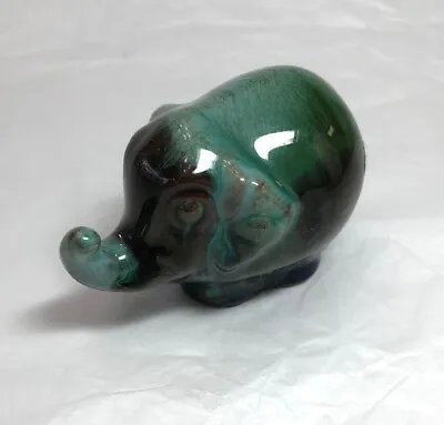 Buy Blue Mountain Pottery Elephant Figurine Green Drip Glaze Canada BMP 3  Trunk Up • 10.54£