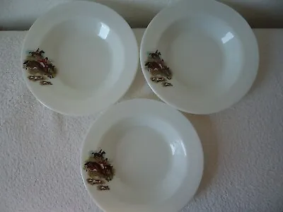 Buy 3 Vintage Retro 1961 Pyrex Tally Ho Hunting Scene Pasta Soup Cereal Bowls Dishes • 17.99£