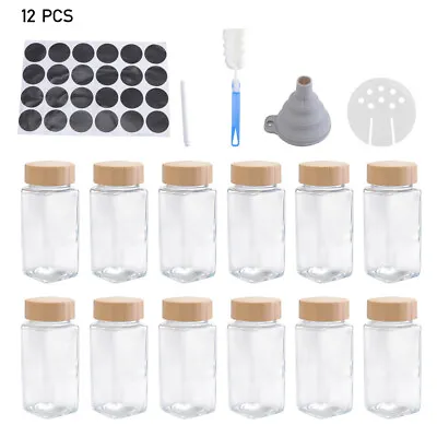Buy 12/24x Glass Spice Jars Airtight Storage Bottle Containers Pots With Bamboo Lids • 12.95£