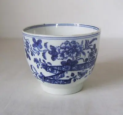 Buy Lowestoft Porcelain Bowl: Sucrier Base : Blue & White Printed Fence Pattern A/F • 75£