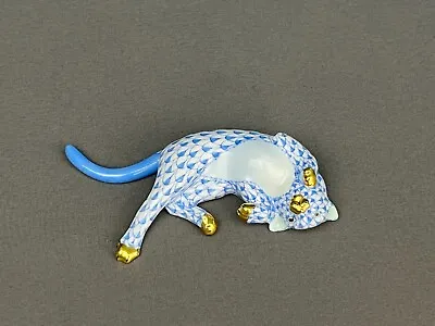 Buy Herend MINNIE THE CALICO CAT Blue Fishnet #15860 Porcelain 5  Figurine: MINT • 213.45£