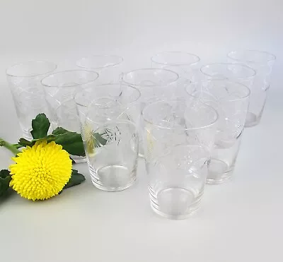 Buy Tumblers, Wine, Sherry, Port Glasses Sets. 1970's Vintage Clear Cut/etched Glass • 37.99£