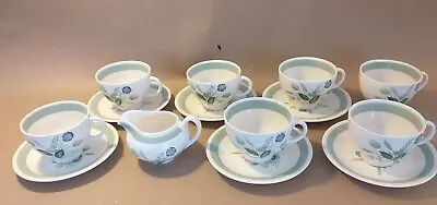Buy Woods And Sons Clovelly Pattern 1950s Set Of 7 Teacups & Saucers + Milk Jug  • 42£