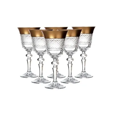 Buy Czech Bohemian Crystal Glass Handmade - Vodka Glass- 6 Pcs Gold And Cut • 100.10£