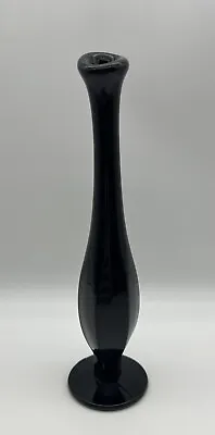 Buy Vintage Swung Black Amethyst Glass Bud Vase ~ 8 In • 19.21£
