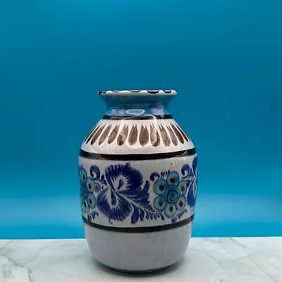 Buy Vintage Mexican Folk Art Vase Floral Signed • 15£