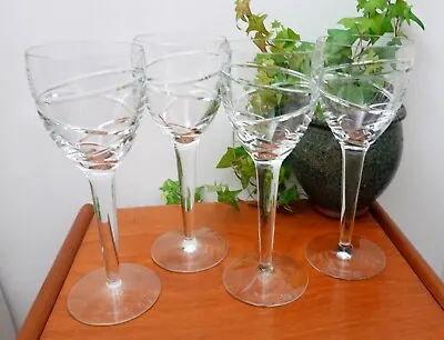 Buy Four Stuart Crystal Jasper Conran Aura Pattern Large Wine Glasses  10  High • 190£