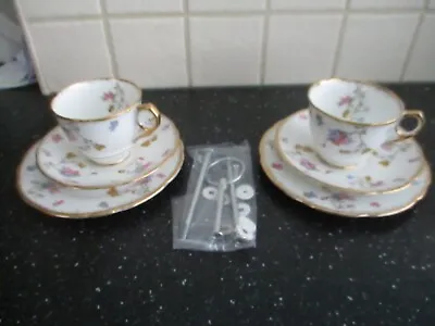 Buy 2 X Royal Stafford Violets Pompadour Tea Trios Cups Saucers And Side Plate Sets • 24.95£