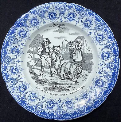 Buy Vintage French Earthenware Sarreguemines Maritime-Style Proverbes Dessert Plate • 15£