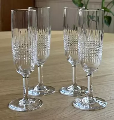 Buy 4 Baccarat Crystal Nancy Fluted Champagne Glasses 6.75  France All Excellent • 322.98£