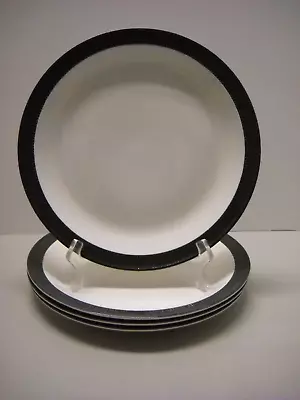 Buy Charcoal By POOLE POTTERY Dinner Plates White And Black Rims Oven Proof Set Of 4 • 46.07£
