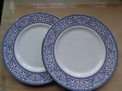 Buy * Pair  Minton   Infanta  10.5  Blue Dinner Plates Free Uk Postage • 24.99£