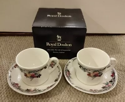 Buy Royal Doulton Autumn's Glory Two Teacup And Saucers Set Boxed • 5£