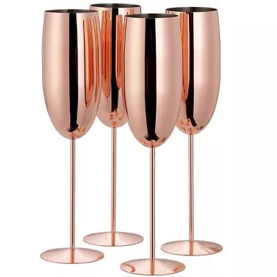 Buy Beautiful Champagne Flutes Stainless Steel Processco Glasses Shatterproof Glasse • 9.89£