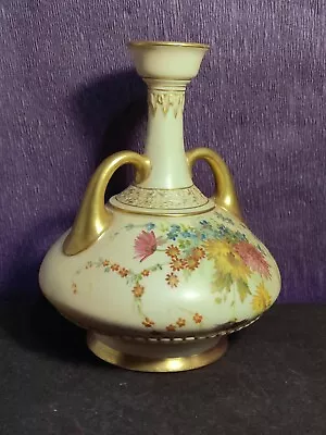 Buy Antique Royal Worcester England Blush Ivory Floral  Gilt Vase C.1903 • 59.99£