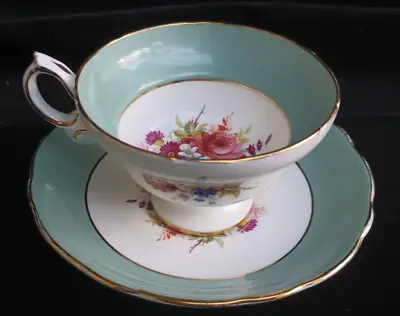 Buy Antique Hammersley Bone China Tea Cup & Saucer Made In England Teal Blue Green • 30.36£