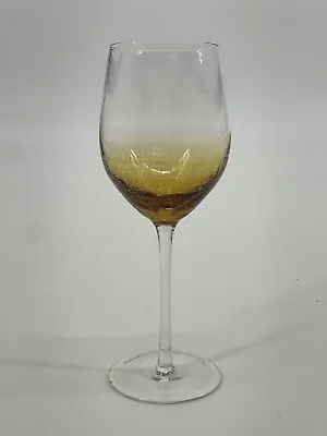 Buy Pier 1 Crackle Gold Amber Yellow 12 Oz White Wine Glass 8 7/8  Discontinued Rare • 39.69£