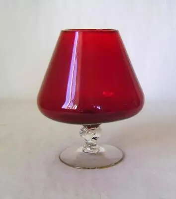 Buy Vintage Ruby Red Oversized Brandy Balloon Glass 16.5 Cm High • 10£