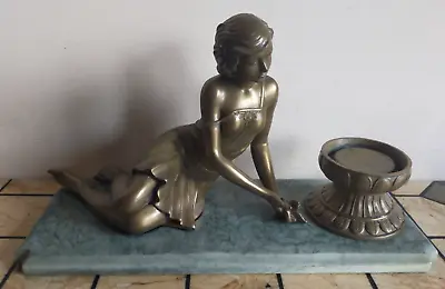 Buy Vintage Art Nouveau Style Bronze Effect Past Times Reclining Lady Figurine & Urn • 18.75£