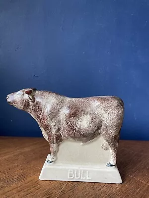 Buy Vintage Rye Pottery Ceramic Bull Brown Speckled Hand Painted Butchers Prop • 40£