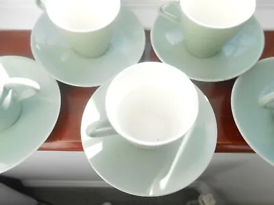 Buy Poole Pottery X 10 Lot 5 Saucers  5 X Cups Green Cameo GC • 8.50£