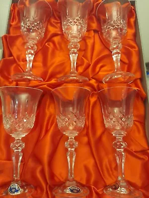Buy Set Of 6 Bohemia Czechoslovakia Crystal Wine Glasses Boxed • 19.99£