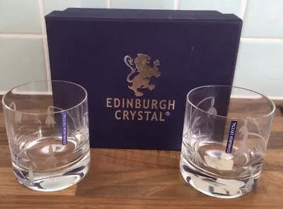 Buy Boxed Set Of 2 Edinburgh Crystal Tain Whiskey Tumblers 3.5in Tall • 15£