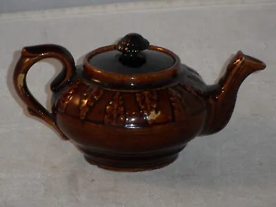 Buy Antique Small Rockingham? Pottery Treacle? Glaze Leaf Pattern Tea Pot Lid? 14cms • 9.99£