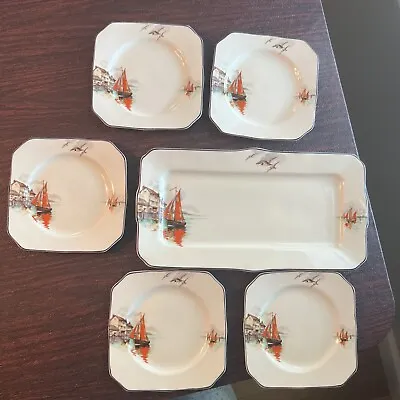 Buy RARE 5 Vintage Myott Staffordshire Plates 5 3/4  And Serving Plate 12”Appetizers • 62.37£