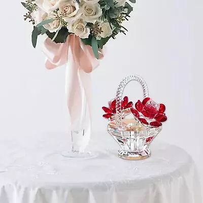 Buy Flower Basket Crystal Ornament Figurine Decoration Artwork For Red • 17.52£