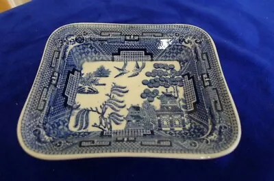 Buy Antique White And Blue Stoneware Staffordshire Dish With Willow Pattern 5  X 4  • 10£