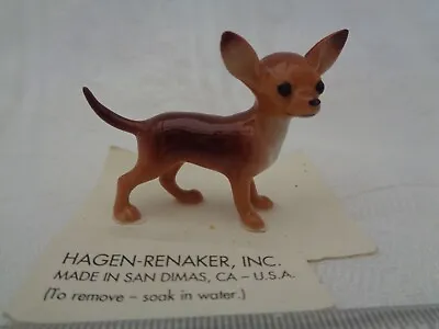 Buy Vintage Miniature  Hagen Renaker Brown Chihuahua On Card Retired 1995 • 15£