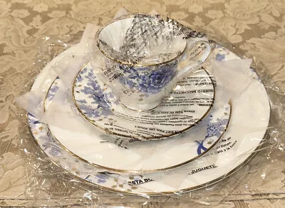 Buy Lenox Garden Grove 4 Pieces Place Setting NEW  Blue White Gold Trim Plates Cup • 62.42£
