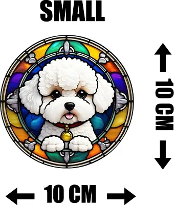 Buy Dog Bichon Frise Stained Glass Effect Static Cling Window Sticker Film Gift • 3.49£