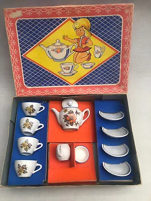 Buy Vintage East German Dolls Childs 12 Piece China Tea Set Flowers Boxed • 29.99£