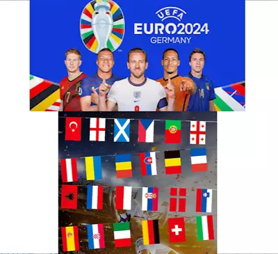 Buy European Football Championship EURO 2024 Fabric Flags Bunting All 24 Nations • 4.48£