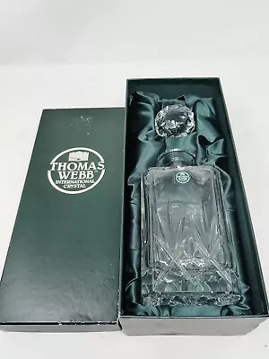 Buy Thomas WEBB Crystal LONDON Cut  Square Decanter 26cm High With Stopper • 69.99£