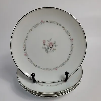 Buy FOUR Noritake China Mayfair Bread Plates 6109 White Pink Roses Gray Scroll • 12.21£