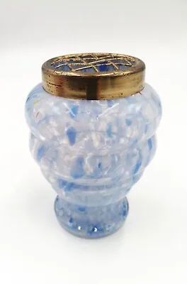 Buy Vintage Czech Bohemian Splatter Vase With Brass Mesh Top Art Deco Small Vase • 21.50£