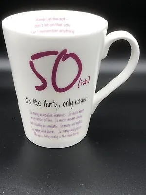 Buy Mugs Of Truth Jersey Pottery “50ish  Funny White Ceramic 50th Birthday Mug • 13.99£