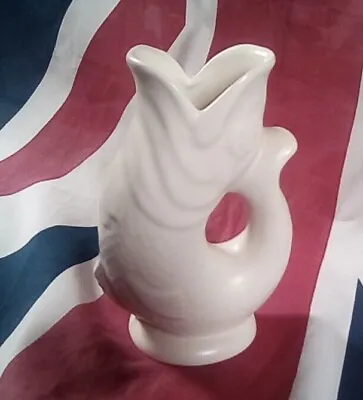 Buy Dartmouth Devon Pottery  Gluggle   Fish Jug  Vase Vintage 18 Cm White • 25£