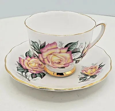 Buy Colclough Teacups Saucers Antique Rose Ridgway Bone China Handpainted Gold Trim  • 35.54£