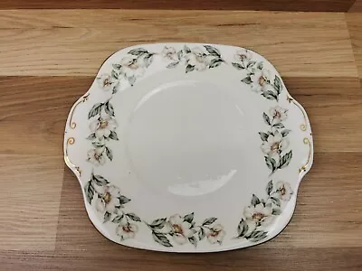 Buy Vintage Crown Staffordshire Christmas Rose Square Sandwich / Cake Serving Plate • 16.99£