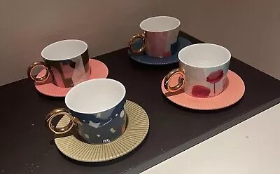 Buy Oliver Bonas ASTRATTO 4 X Ceramic Cup & Saucer Set. Blogger Fav/Rare/Sold Out. • 60£