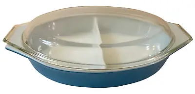 Buy Vintage Pyrex 1.5qt Divided Oval Bowl With Clear Glass Lid Double Handle #063 • 38£